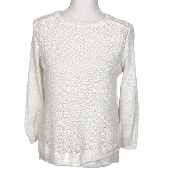 Lucky Brand Lace Mixed Media Pullover Sweater XS - Picture 3 of 8